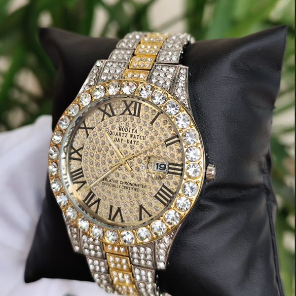 Reloj de lujo de cuarzo de plata y Oro tipo Datejust con diamantes. - Iced Out Watches