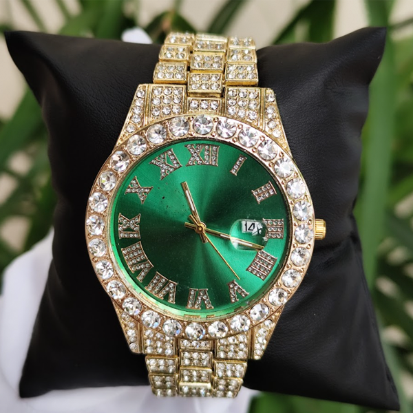 Reloj de lujo de cuarzo de Oro  tipo Datejust con diamantes. - Iced Out Watches