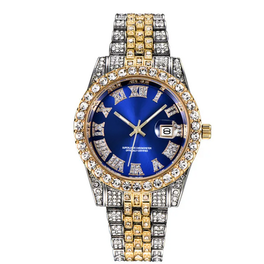 Reloj de lujo de cuarzo de plata y Oro tipo Datejust con diamantes.